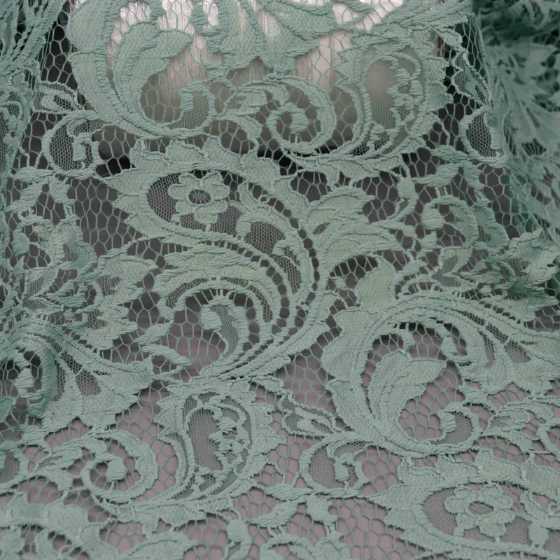 Mint Botanical Lace Fabric HY-10060 — detail 3