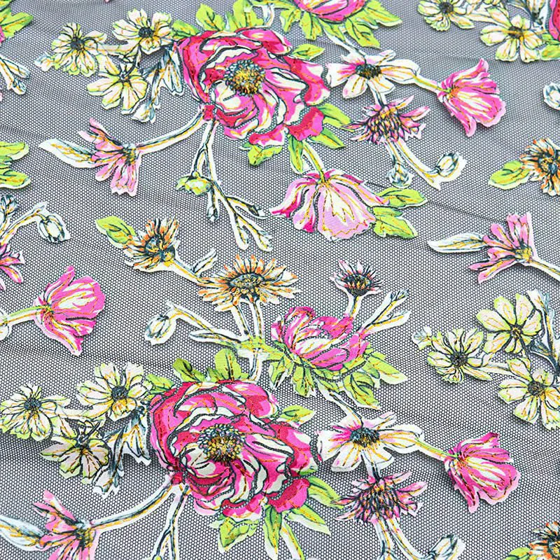 Rose Embroidered Lace Fabric WJ10170A — detail 2