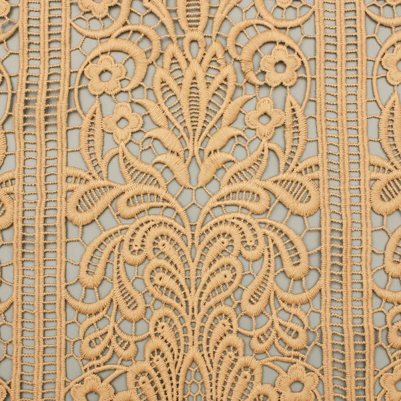 Honey Toned Floral Corded Lace Fabric KS-1198