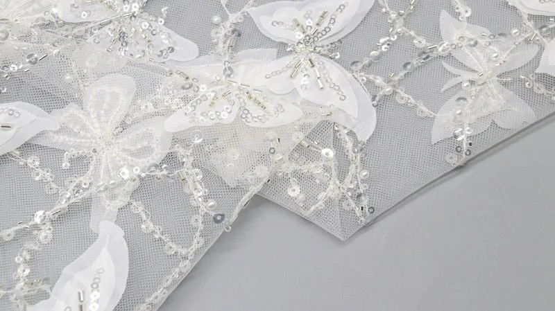 Butterfly Bead and Sequin Mesh Fabric 10978# — detail 5