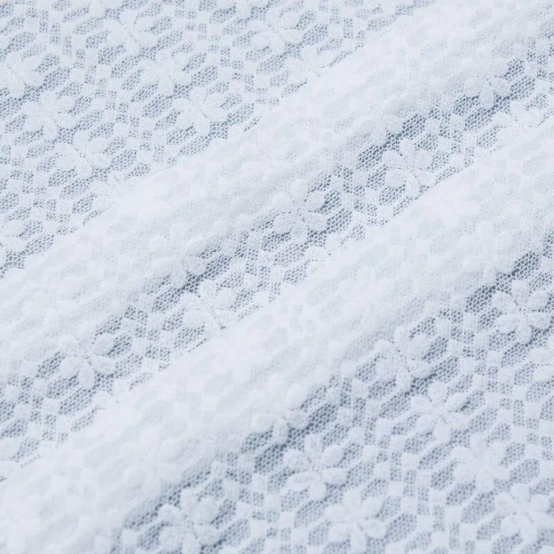 White Floral Mesh Lace Fabric JC-1317 — detail 2