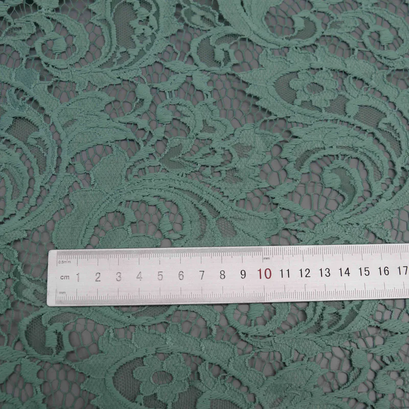 Mint Botanical Lace Fabric HY-10060 — detail 6