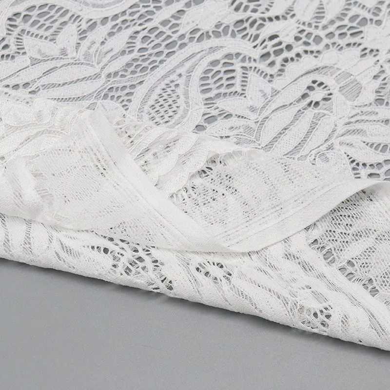 White Paisley Floral Lace Fabric SY1236-1# — detail 5