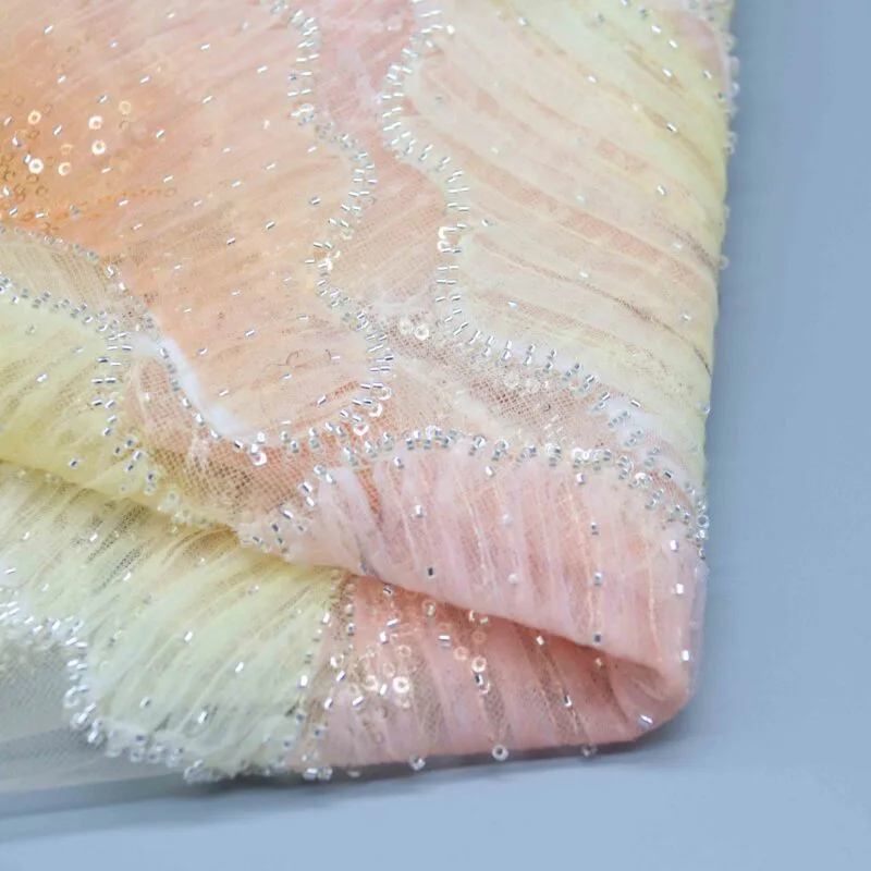 Pastel Petal Beaded Mesh Fabric YT-25002 — detail 5