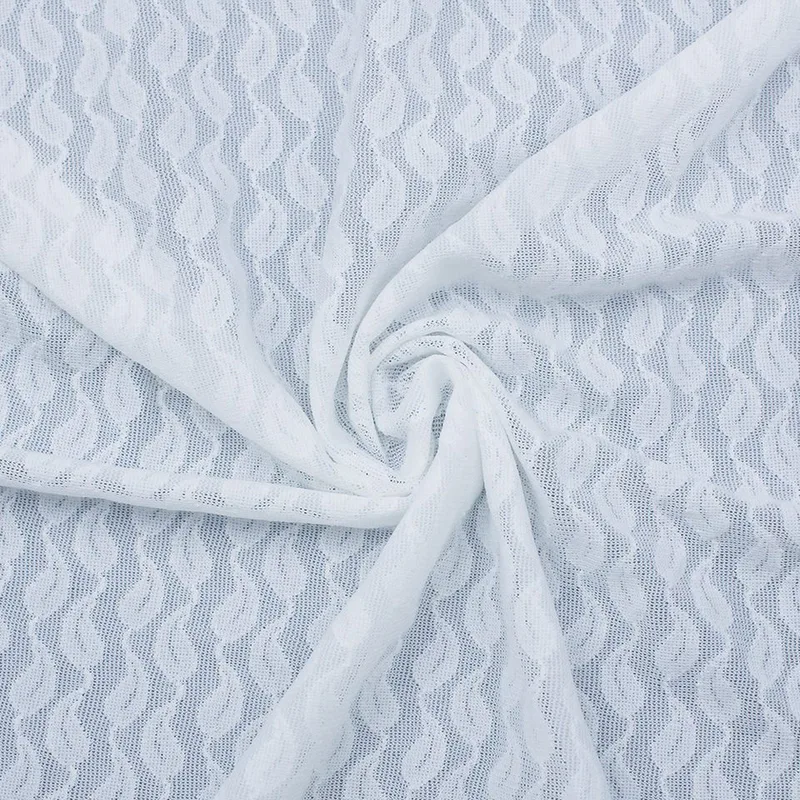 White Wavy Leaf Mesh Lace Fabric JC1313 — detail 3