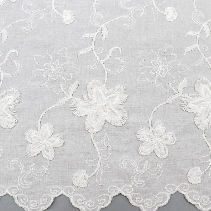 White Dimensional Embroidered Lace Fabric YT-Q22569