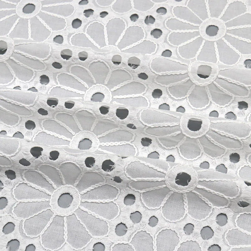 White Cotton Eyelet Lace Fabric YT-q19QSYPD-82 — detail 5