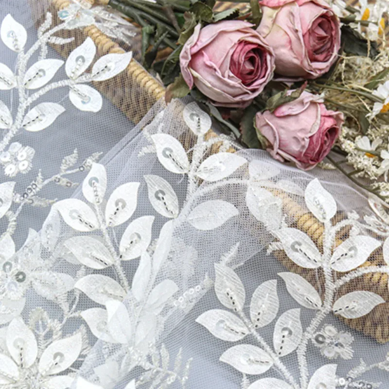 Vine Sequin Tulle Lace Fabric ZD-001 — detail 4