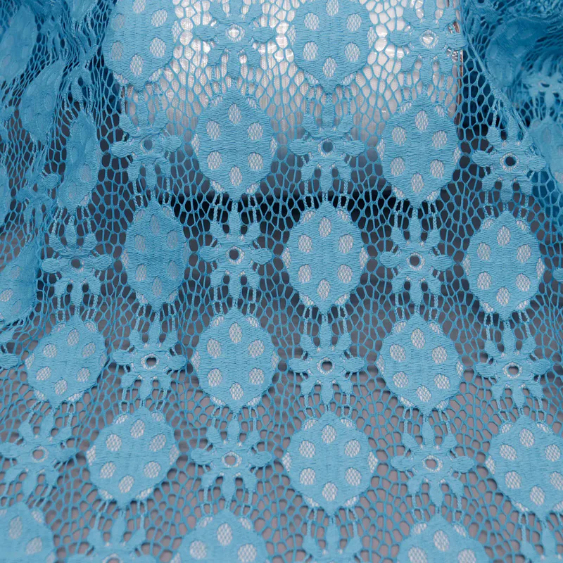 Turquoise Floral Lace Fabric HY-03495 — detail 2