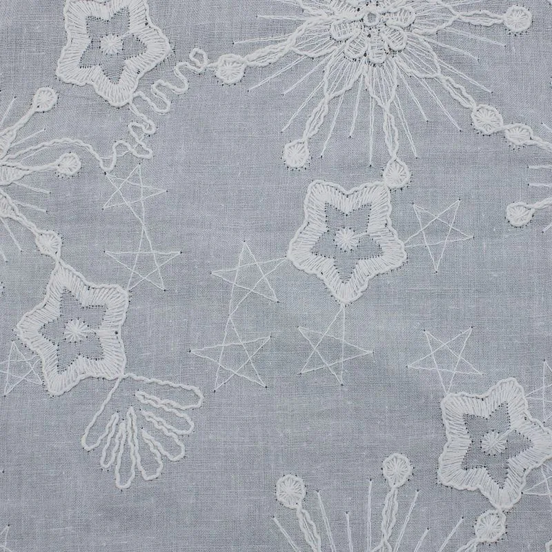 White Chikankari Style Embroidered Fabric BEL-3155 — detail 2
