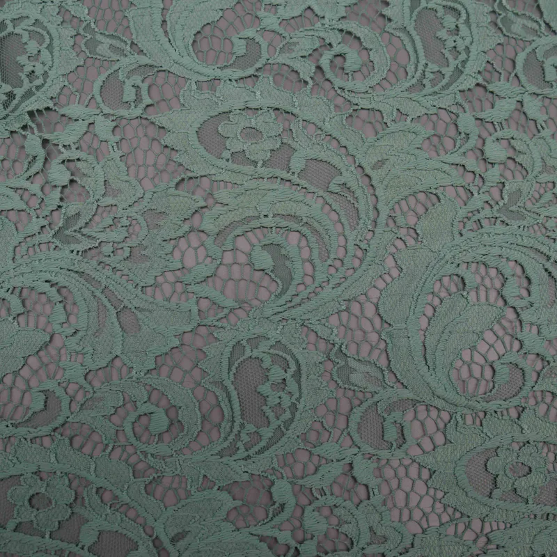 Mint Botanical Lace Fabric HY-10060 — detail 4