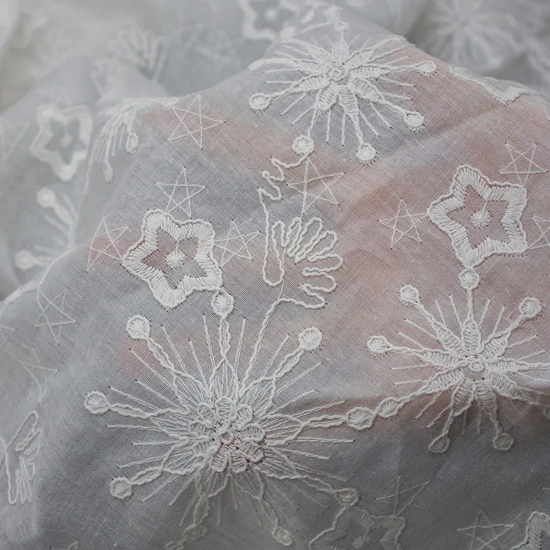 White Snowflake Eyelet Fabric BEL3155 — detail 3