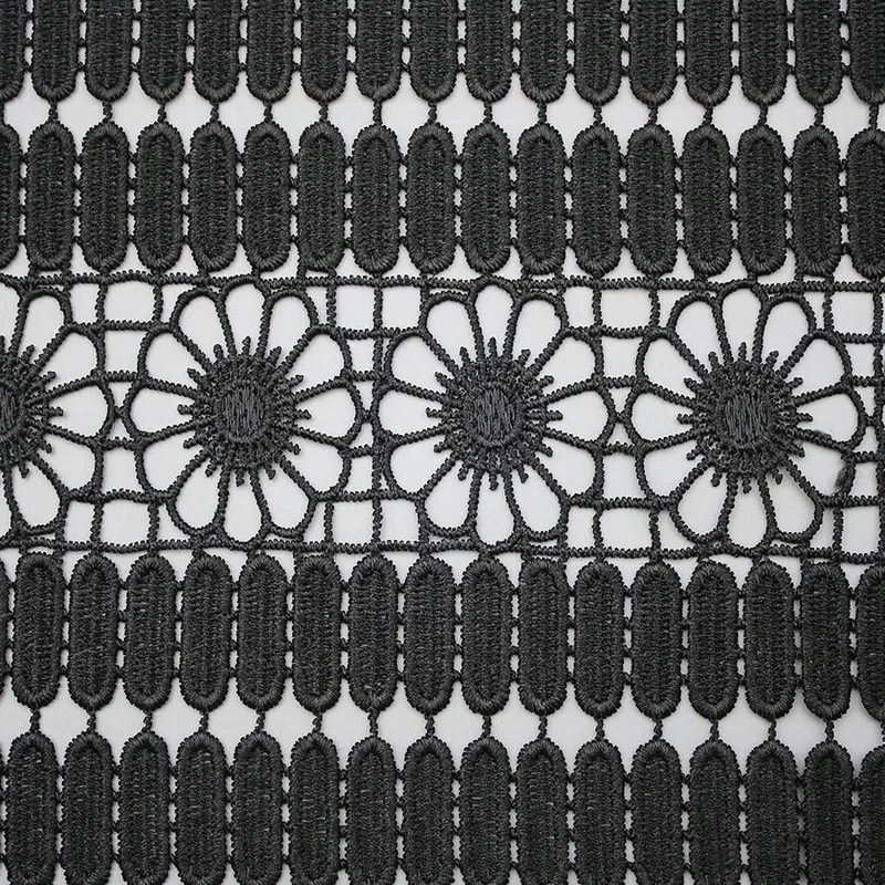 Black Striped Guipure Lace Fabric KS1294 — detail 3