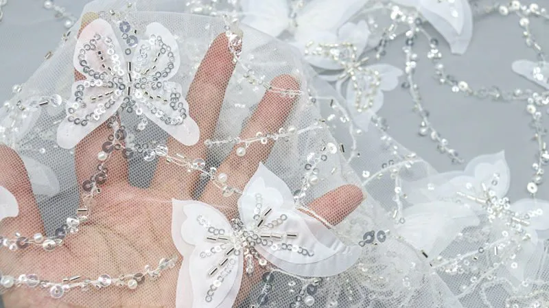 Butterfly Bead and Sequin Mesh Fabric 10978# — detail 2