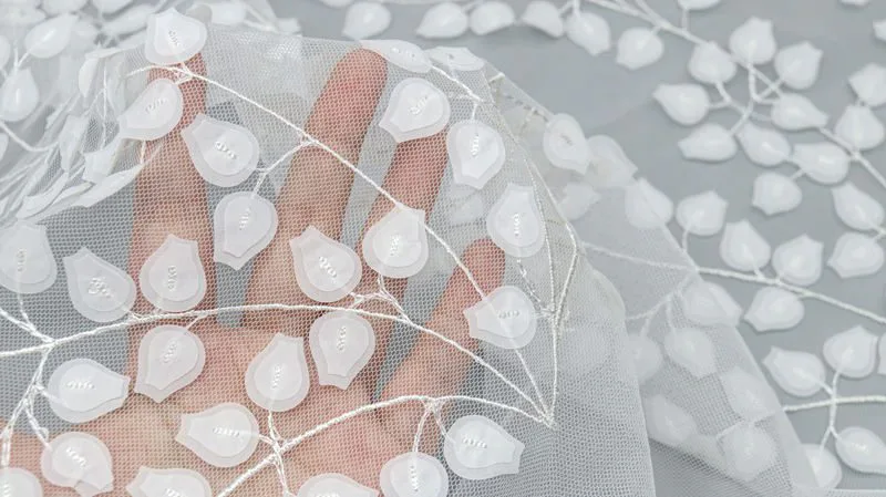 Dimensional Leaf Lace Fabric ZD008 — detail 4