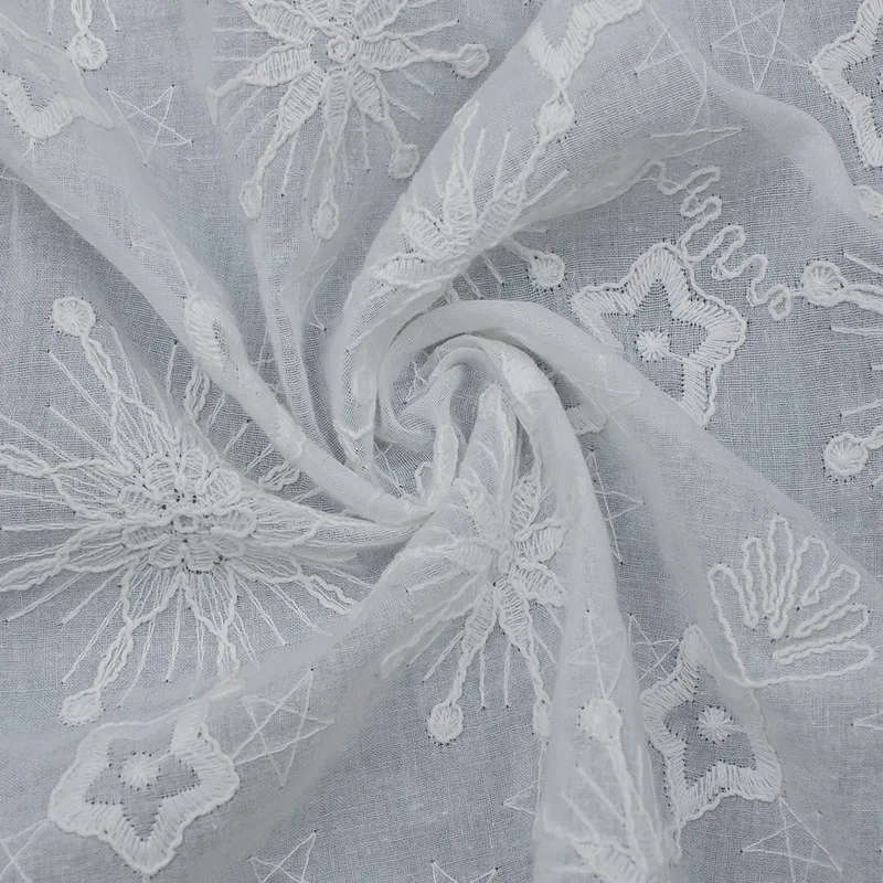 White Snowflake Eyelet Fabric BEL3155 — detail 2