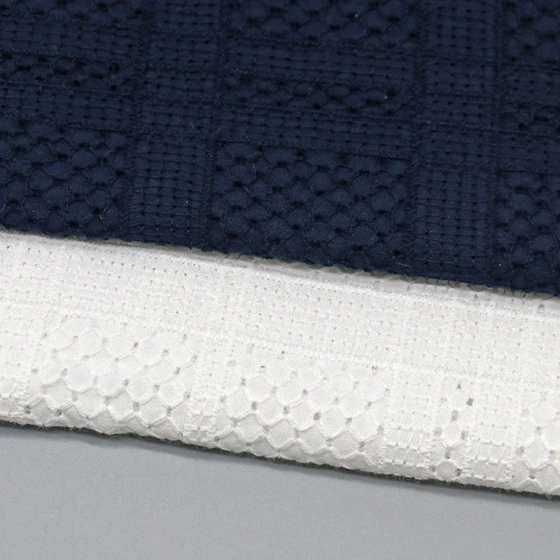 Dark Blue Cotton Embroidery Fabric YT-q42041-2