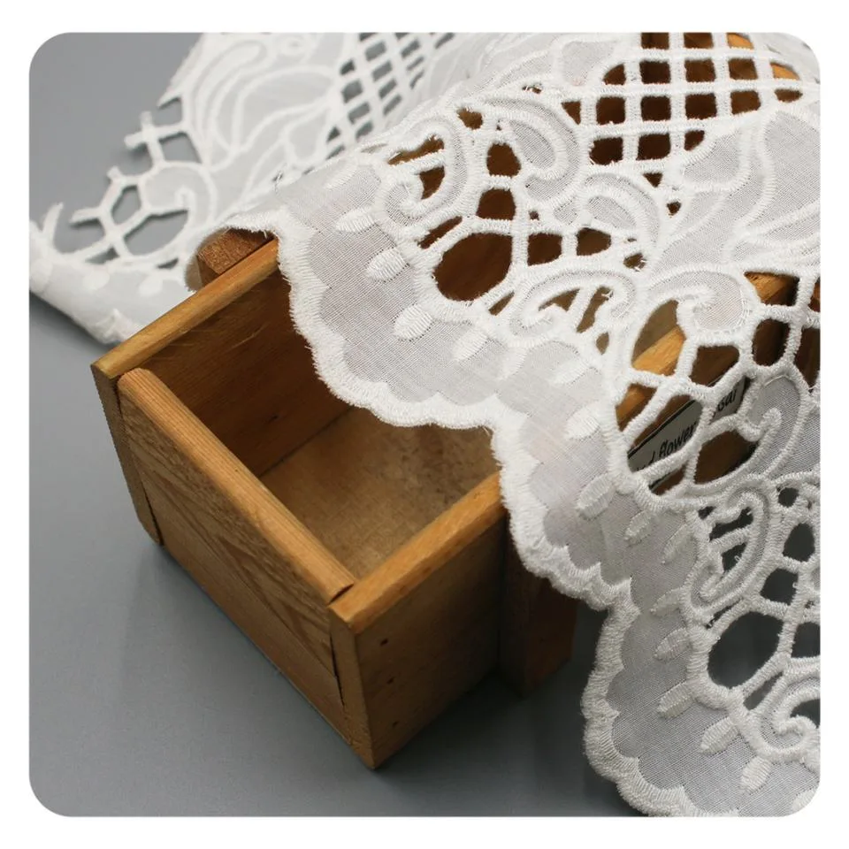 White Symmetrical Floral Openwork Fabric H520