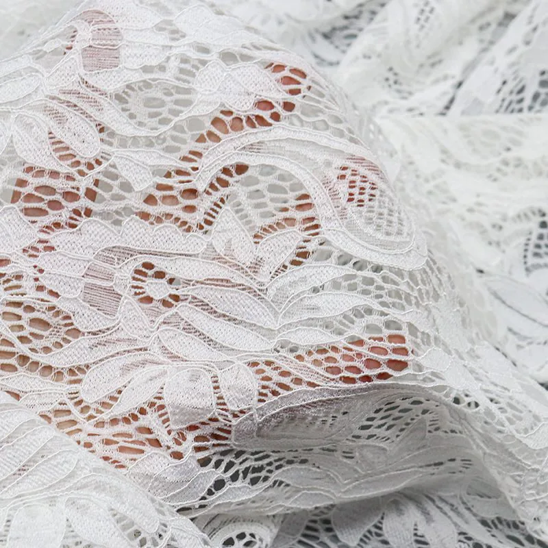 White Paisley Floral Lace Fabric SY1236-1# — detail 2