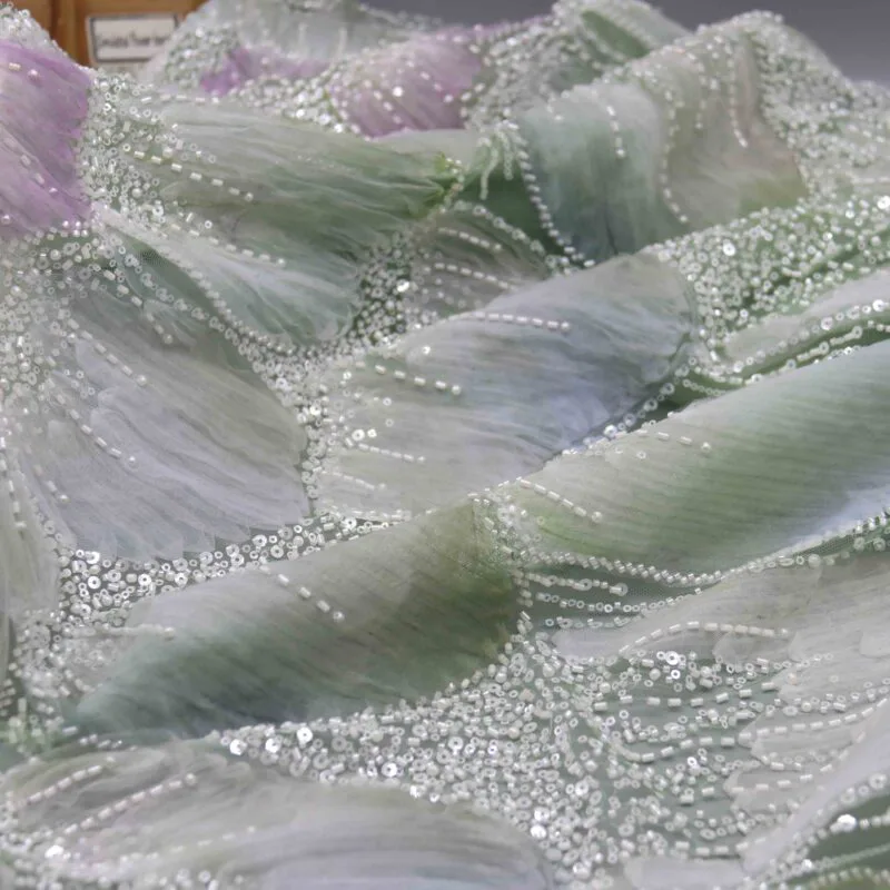 Floral Beaded Lace Fabric YT-25003 — detail 3