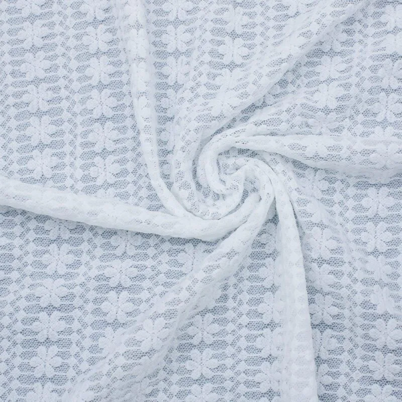 White Floral Mesh Lace Fabric JC-1317 — detail 3