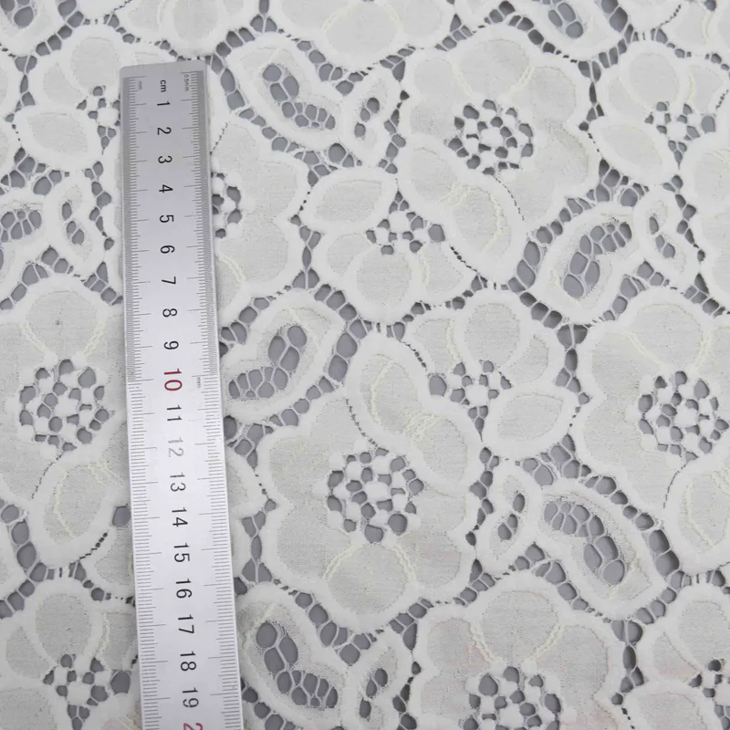 Off-White Clustered Floral Openwork Lace HY-53210 — detail 5