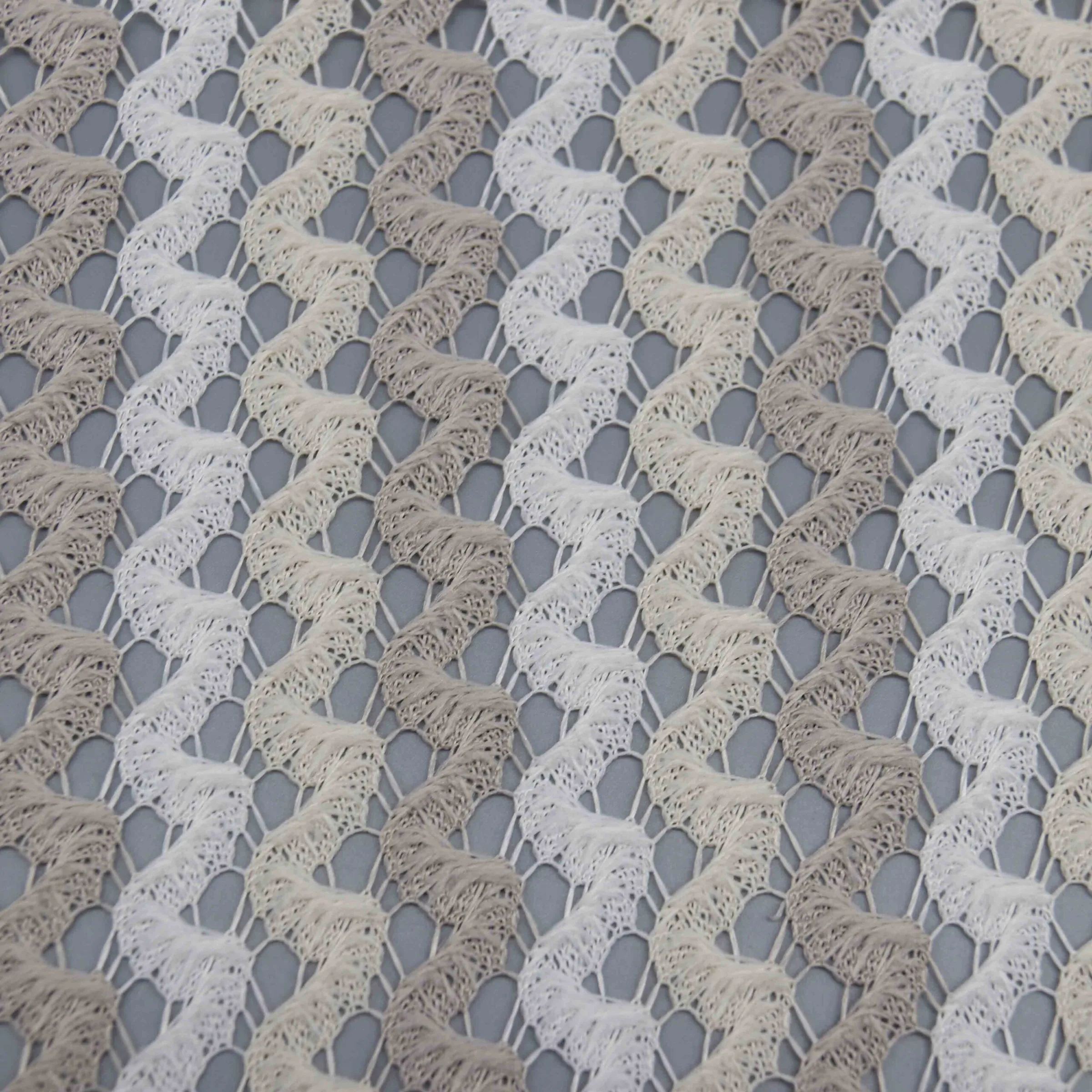 Beige Chevron Openwork Knit Fabric RT-AS496