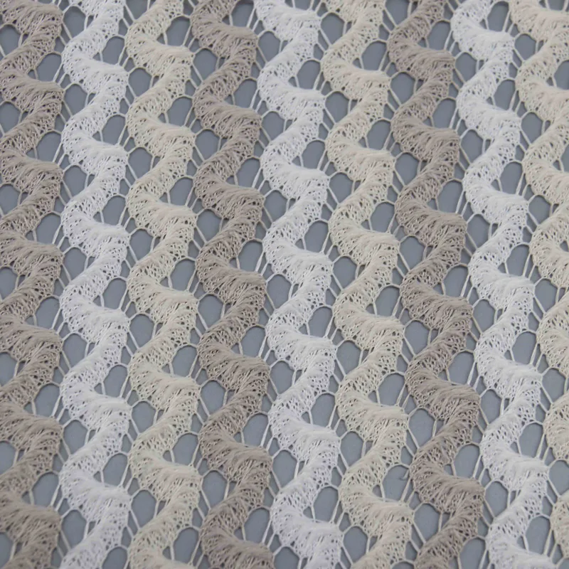 Beige Chevron Openwork Knit Fabric RT-AS496