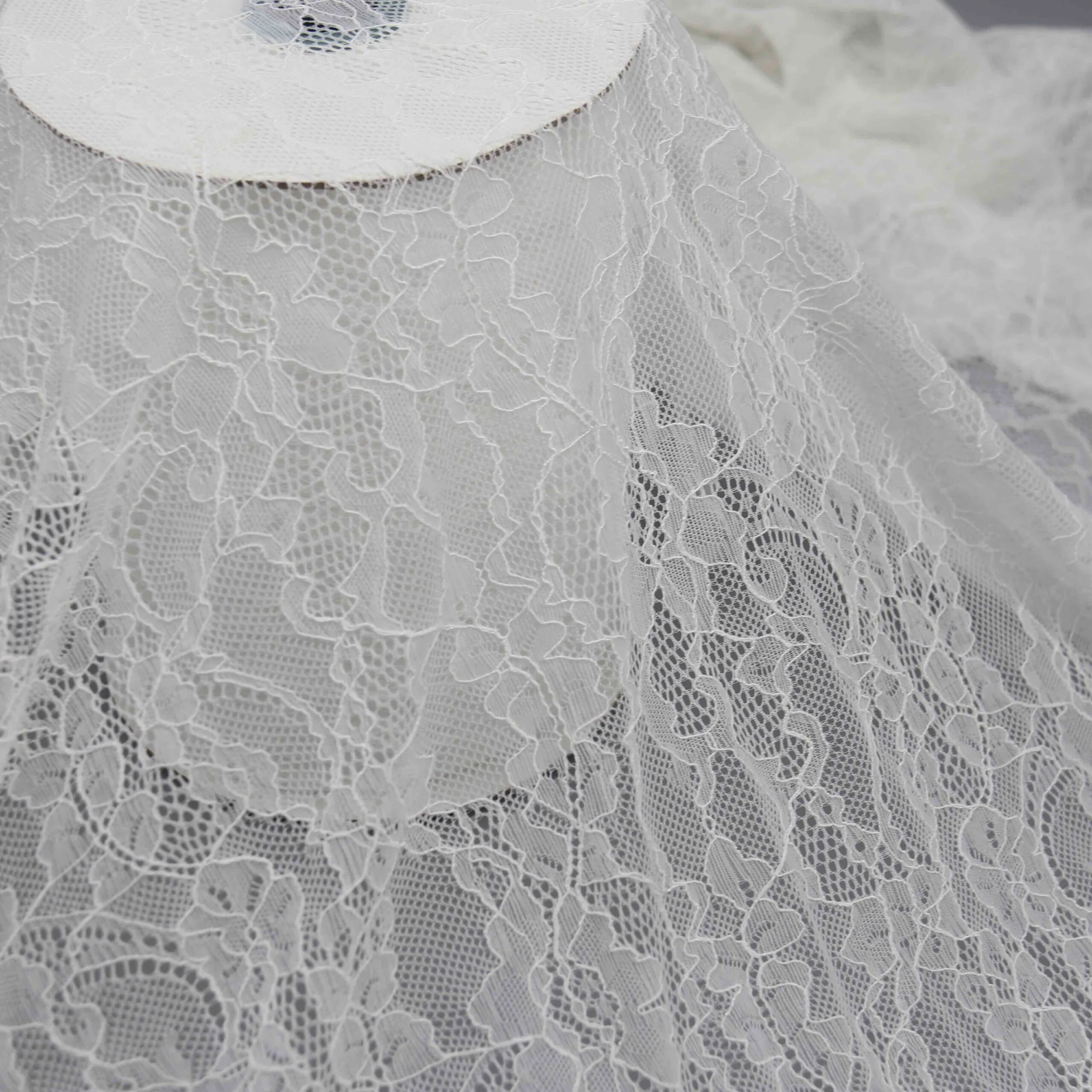 White Fine Net Floral Lace HC-8227