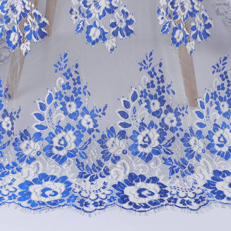 Royal Blue Floral Lace Fabric 5125