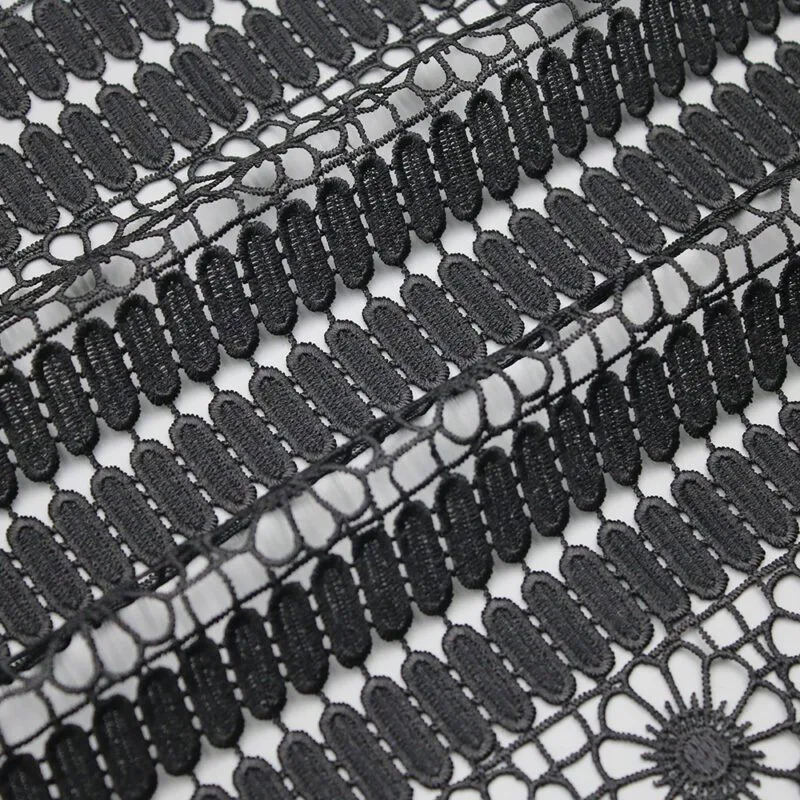 Geometric Floral Corded Lace Fabric KS-1294 — detail 2