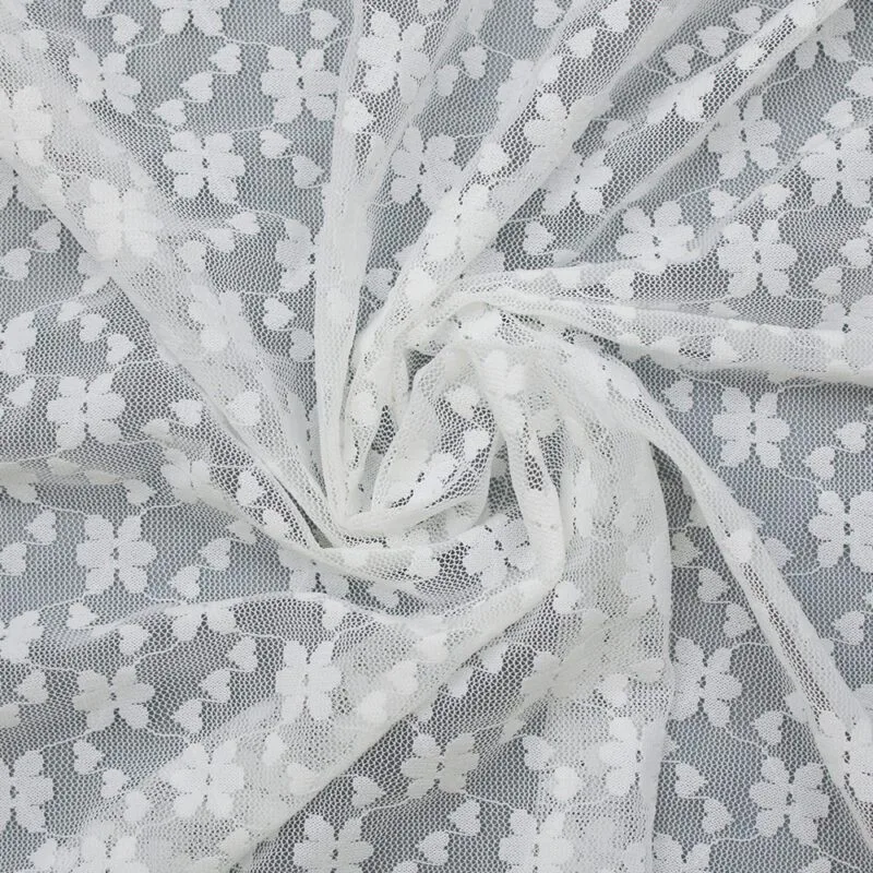 White Floral and Heart Mesh Lace Fabric JC-1729 — detail 4