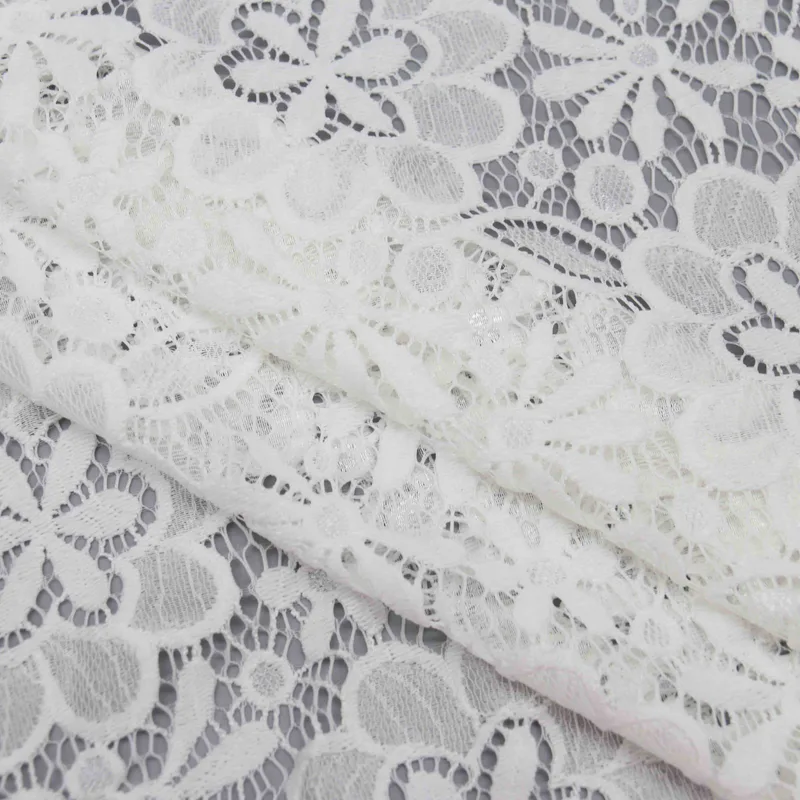 White Botanical Lace Fabric HY-01995 — detail 5