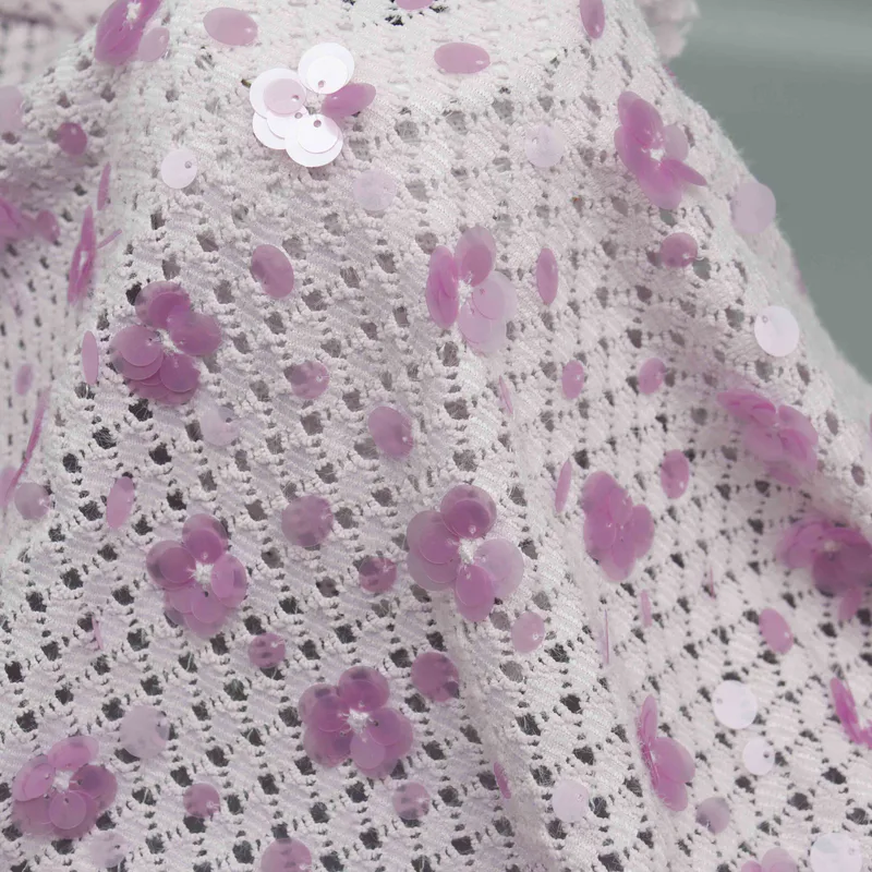 Lavender Floral Sequin Openwork Knit YT260610 — detail 2