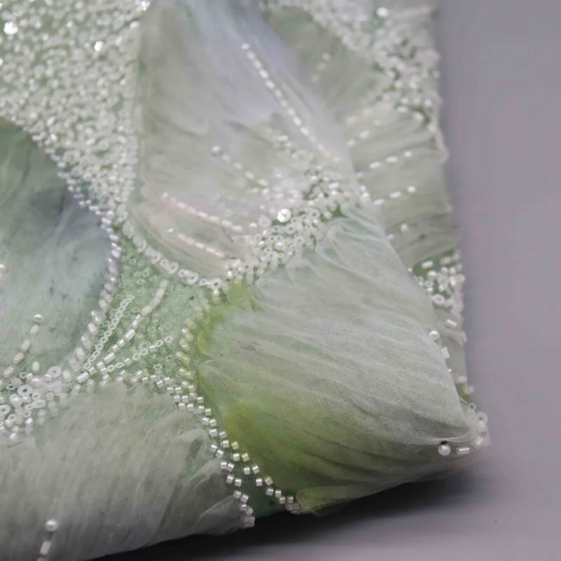 Floral Beaded Lace Fabric YT-25003 — detail 5