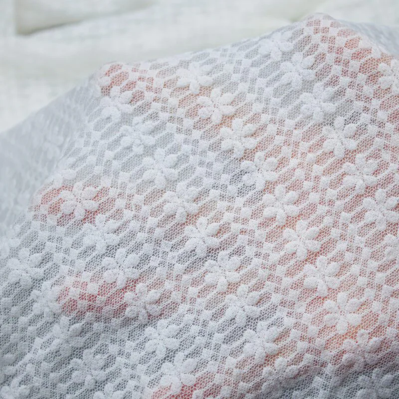 White Floral Mesh Lace Fabric JC-1317 — detail 5