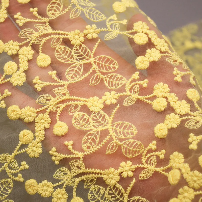 Yellow Embroidered Fabric H060-S421 — detail 2