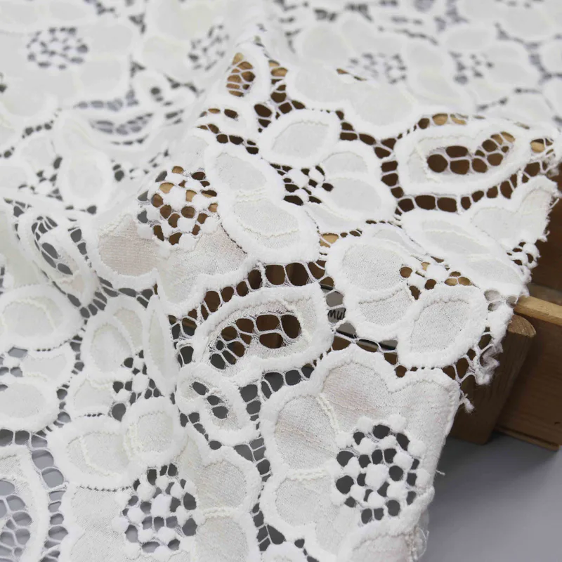Off-White Clustered Floral Openwork Lace HY-53210