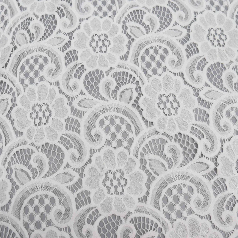 White Floral Lace Fabric HY-02695 — detail 2