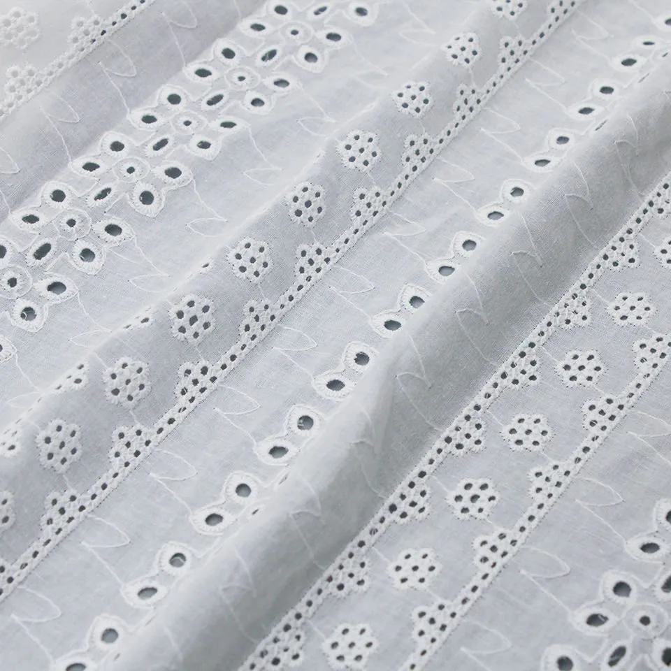 White Cotton Eyelet Embroidery Fabric BEL3157