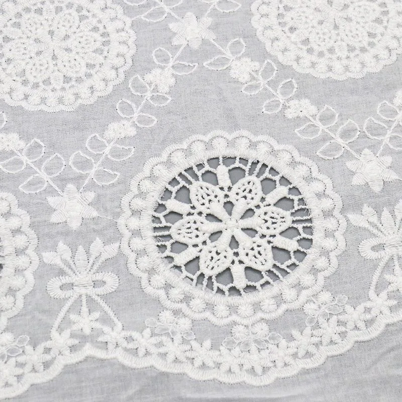 White Starburst Medallion Eyelet Fabric YT-Q24145 — detail 4
