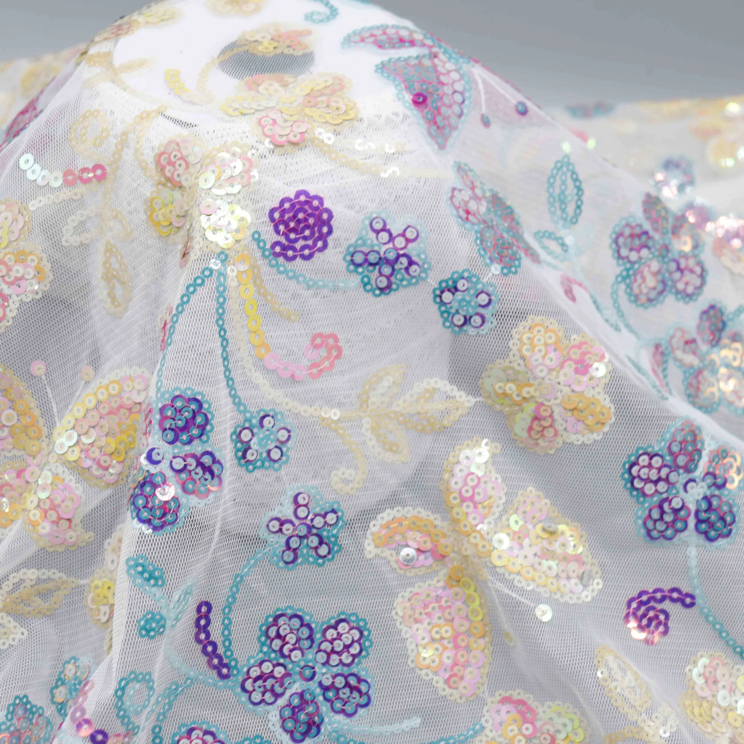 Pastel Botanical Sequin Mesh YT260608