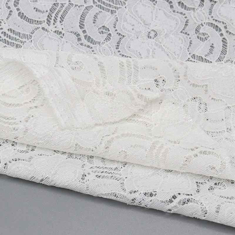 White Floral Mesh Lace Fabric SY94#