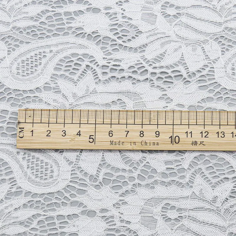 White Paisley Floral Lace Fabric SY1236-1# — detail 3