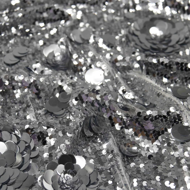 Silver Floral Sequin Mesh YT26077-1 — detail 4