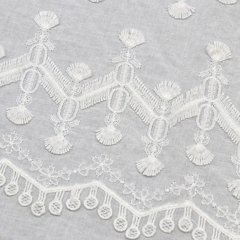White Geometric Tassel Lace Fabric YT-Q22852