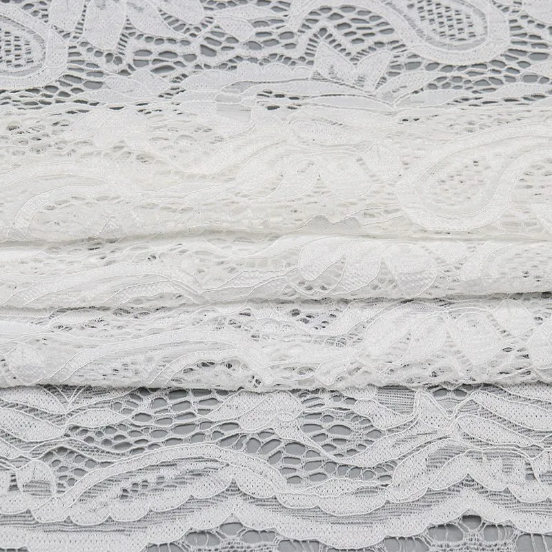White Paisley Floral Lace Fabric SY1236-1# — detail 4