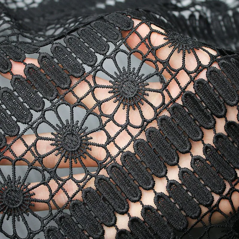 Black Striped Guipure Lace Fabric KS1294 — detail 4