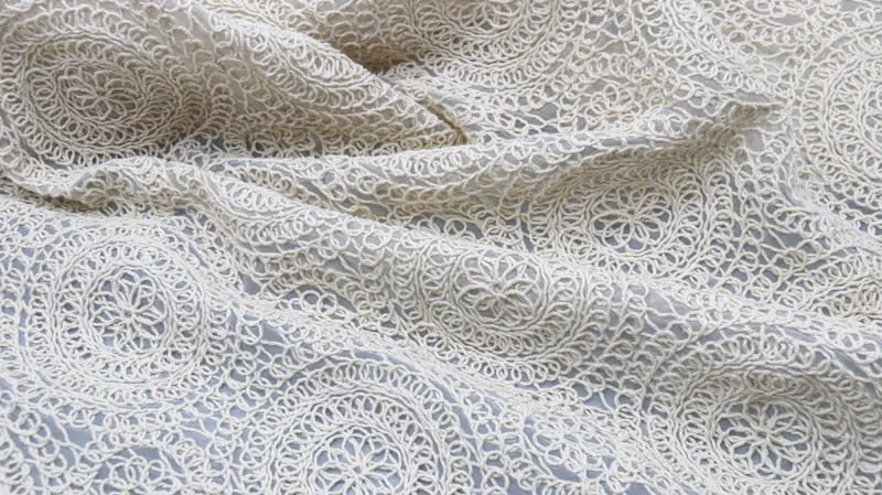 Geometric Embroidered Lace Fabric Z246245 — detail 5