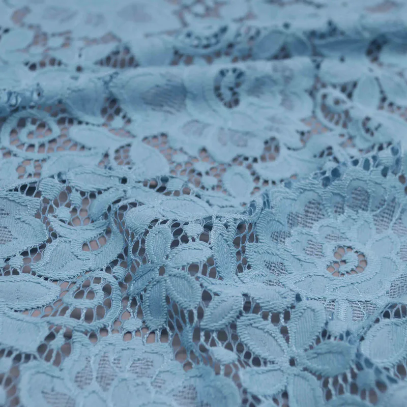Sky Blue Raised Floral Lace HY-05171 — detail 5